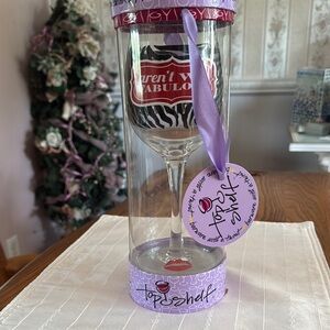 Wine Glass with black and red accents